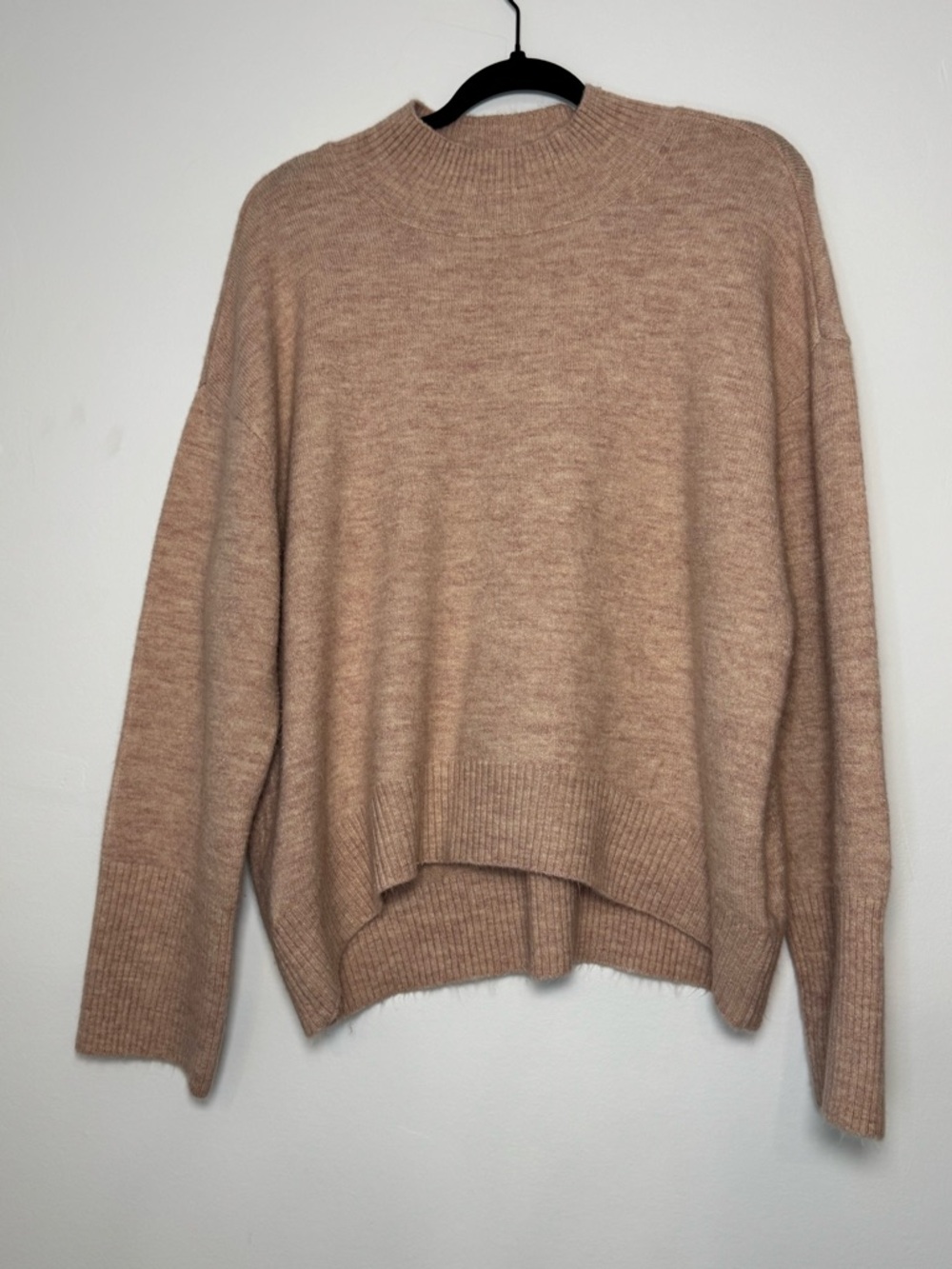 JustFab Women’s Mock Neck Sweater Long Sleeve Pink Marled Extra Large